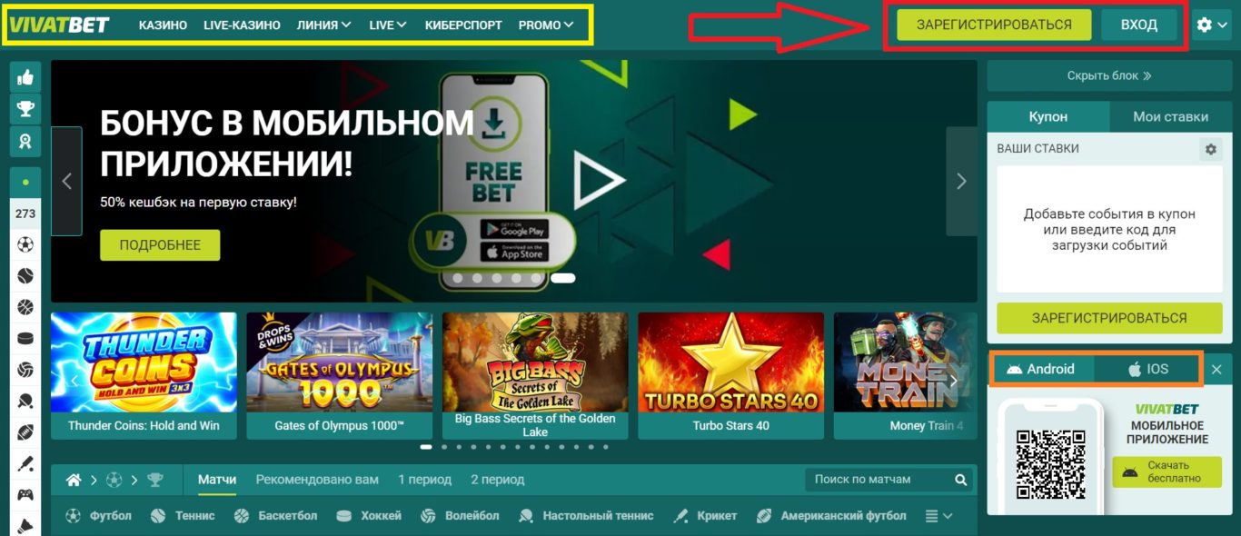 Первый VivatBet login